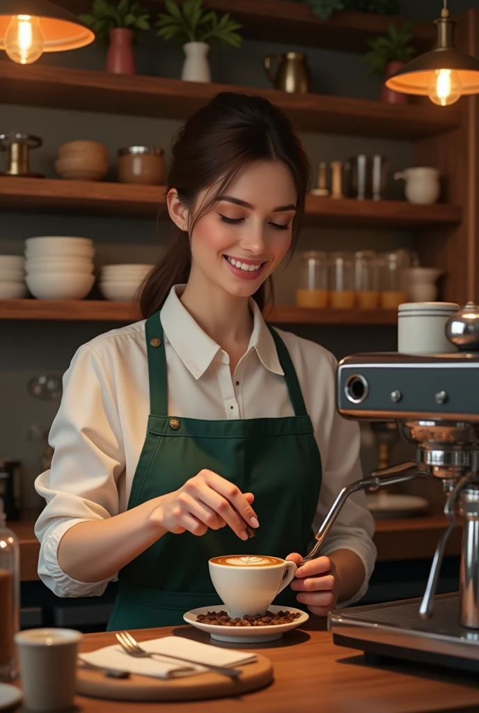 Lady prepares the best coffee