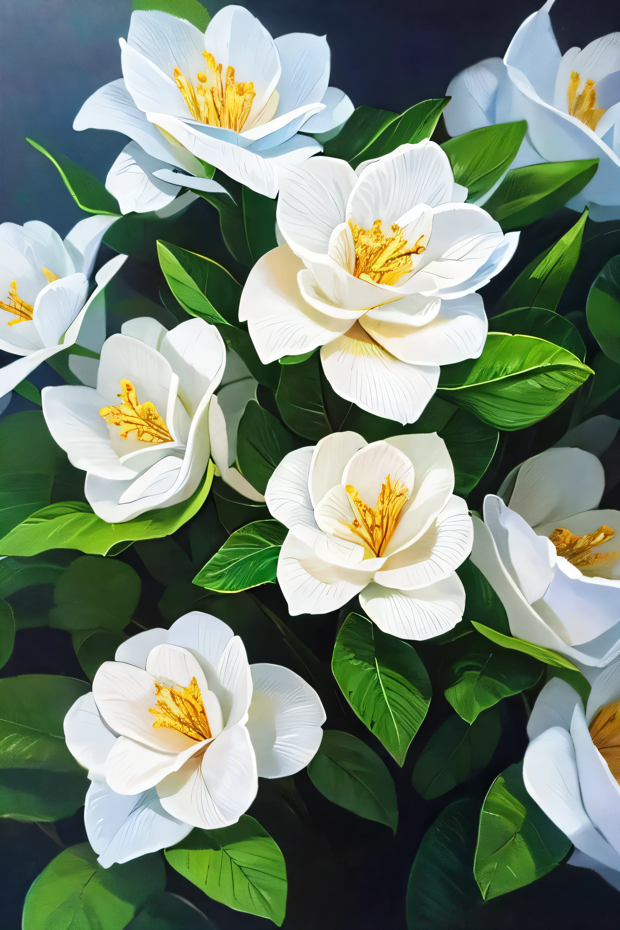 (picture,screen)(Oil painting style)Best quality very detailed masterpiece super detailed illustration oil painting gardenia white best quality plant not human