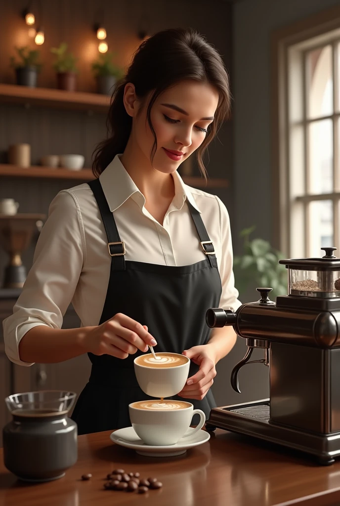 Lady prepares the best coffee