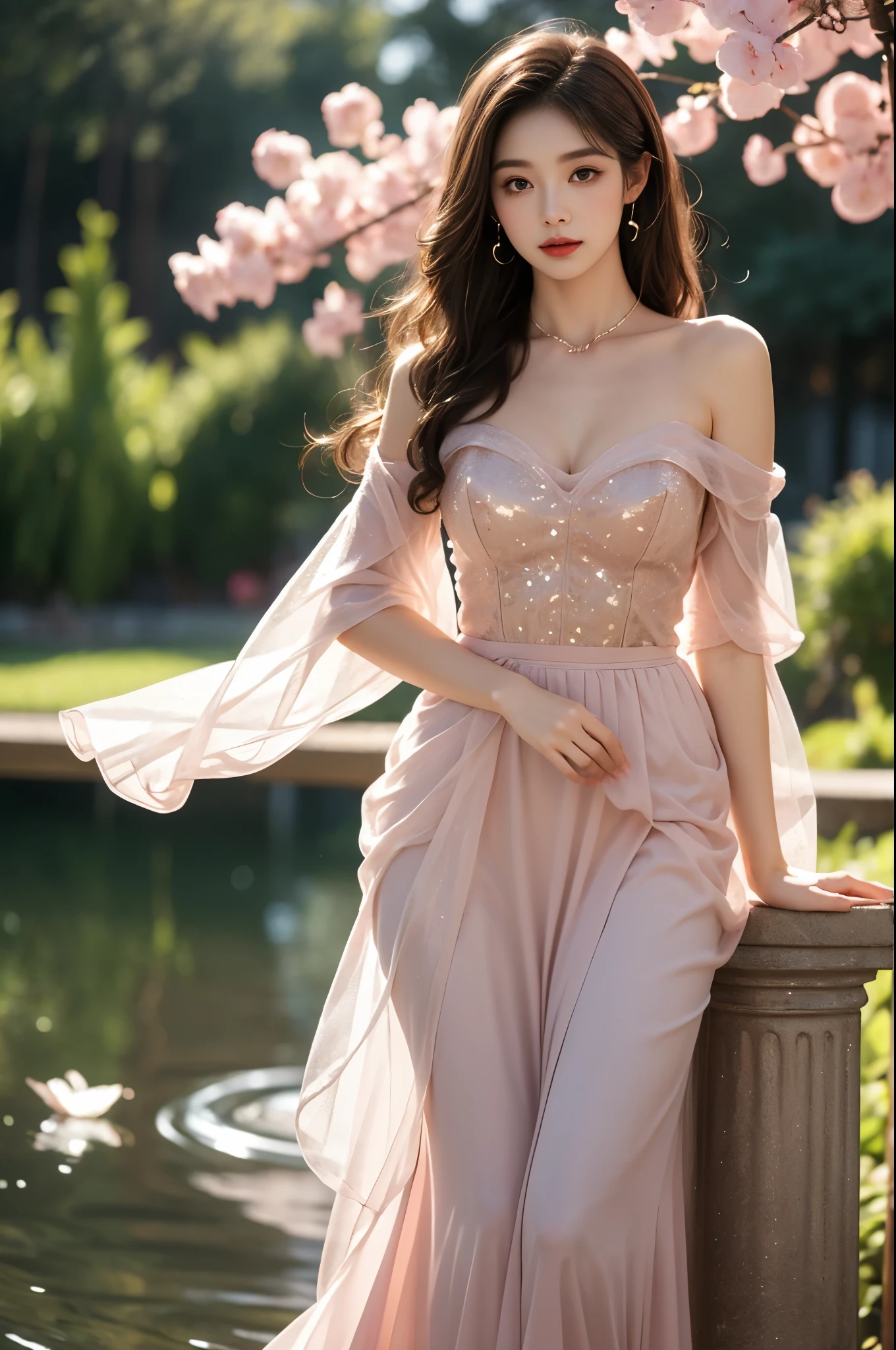 Beautiful dance, She gently lifted her skirt with one hand, Long legs , In the swimming pool, ((Flowing long hair))Official Art , Unity8k Wallpaper , Extremely detailed , Visible cleavage, Pretty and beautiful , 性感Long legs, masterpiece , best quality ,Practical, Very detailed illustrations ,Extremely detailed , Intricate details , Extremely complex and detailed , Very detailed 8KCG wallpaper , Caustics .reflection , Ray Tracing , Devil theme ,nebula ,Dark aura, Network Effects , (1 girl)solitary , 小蓝Butterfly , There are dozens of monarch butterflies around , (Blue plasma flame , (insect , Butterfly)) Pastel tones in Rococo style ,Light white and light dark red , Incredibly beautiful , Cherry blossoms , Surrealism ,painting , Ethereal , Mixing reality and fantasy elements ,Ray Tracing , Complex Mode , Exquisite lines , Perfect your hands, Starry Sky , rich and colorful , Star