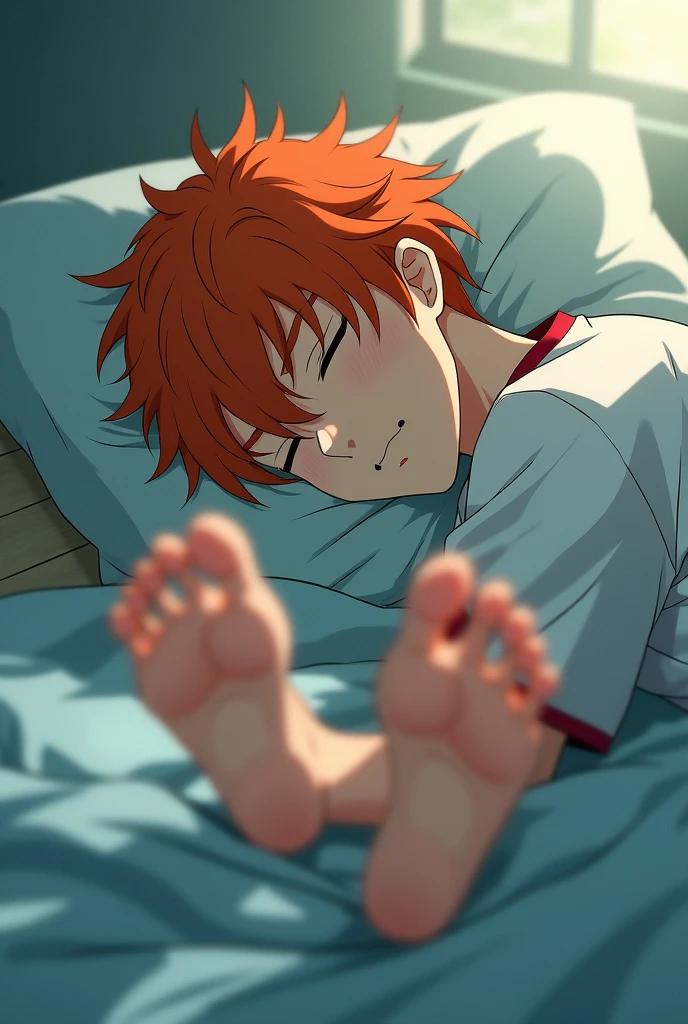 Shoyo Hinata asleep with chloroform. Focus on your feet