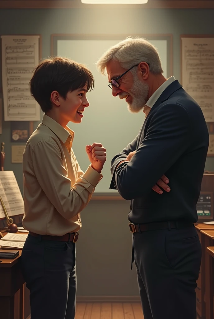 boy arguing with music teacher