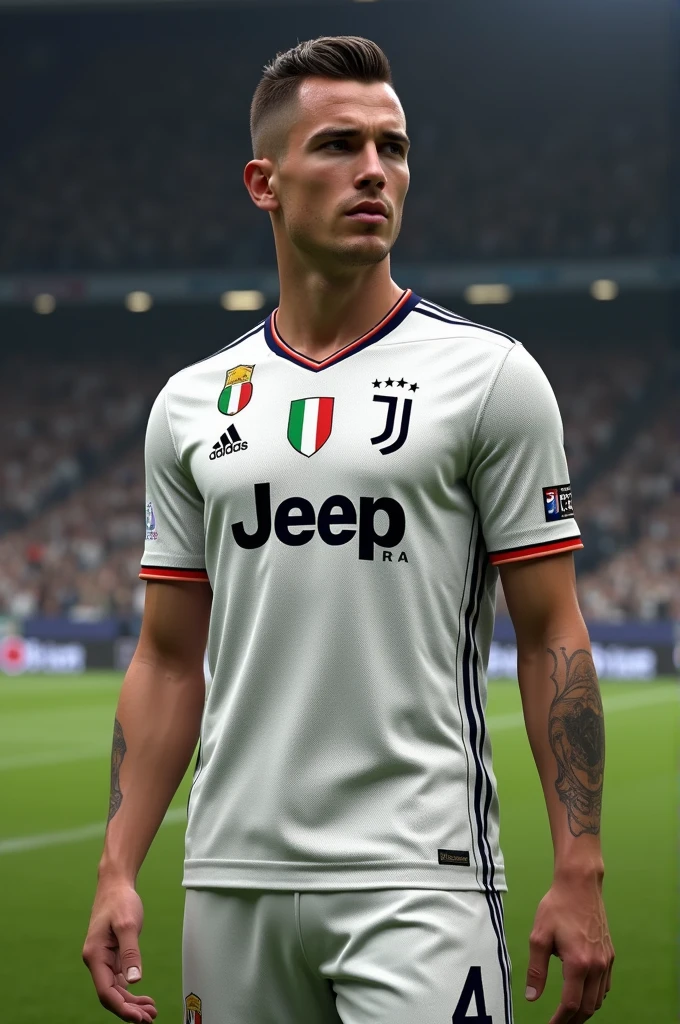 Teun koopmeiners weaing Juventus 24/25 away kit .
