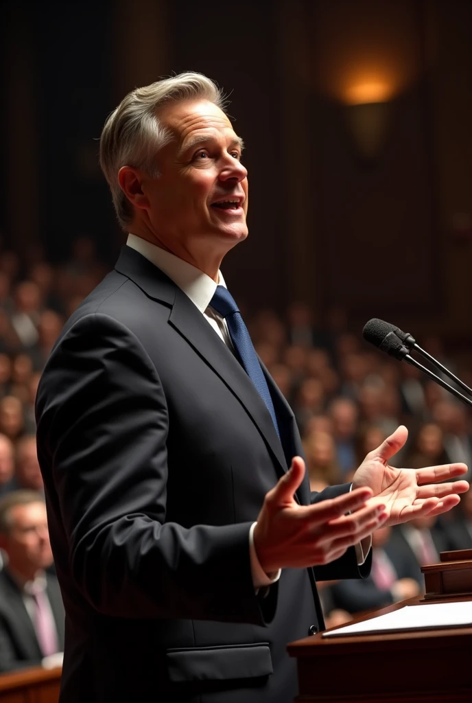 politician speaking to the people