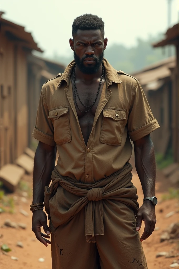 Angry dirty African village man
