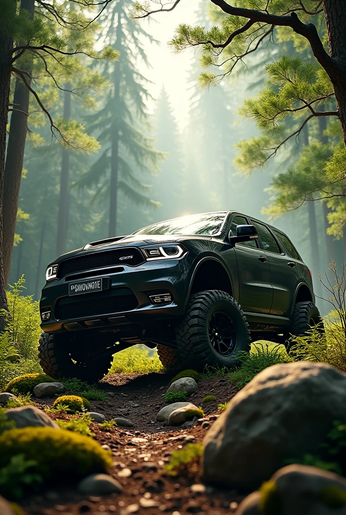 Ein dodge durango im wald