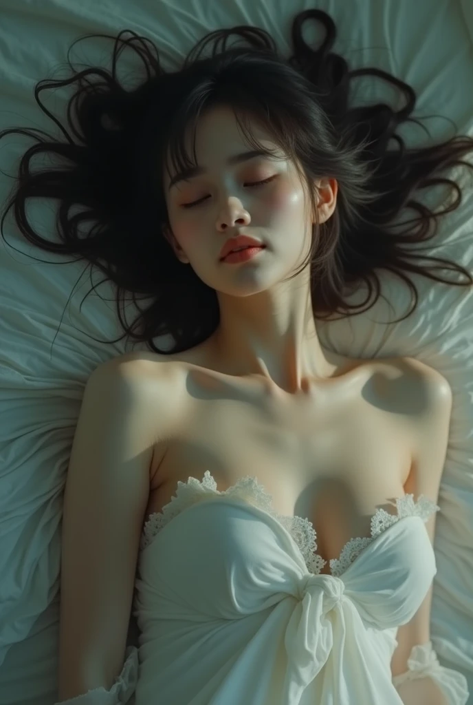 Beautiful girl fainted and opened her chest