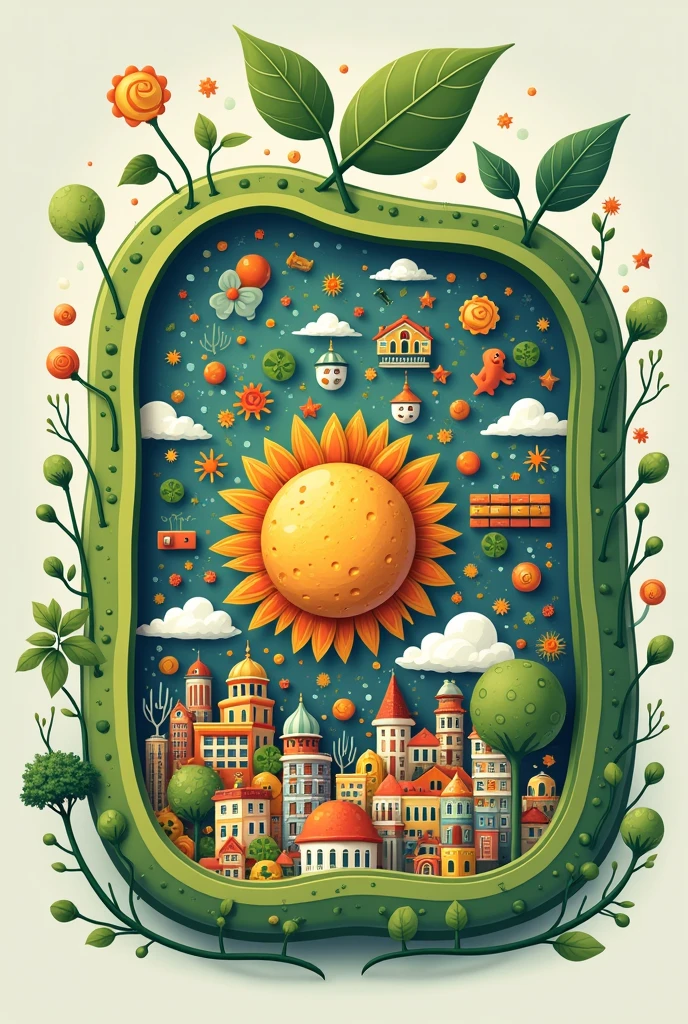 make the plant cell with its part like places in a comunity base on its uses and functions