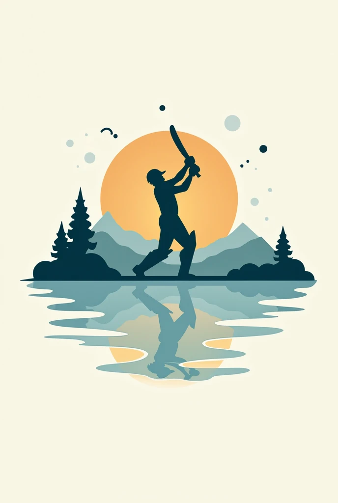 A stylized cricket icon with a lake-inspired background, such as a circular shape with waves or ripples.