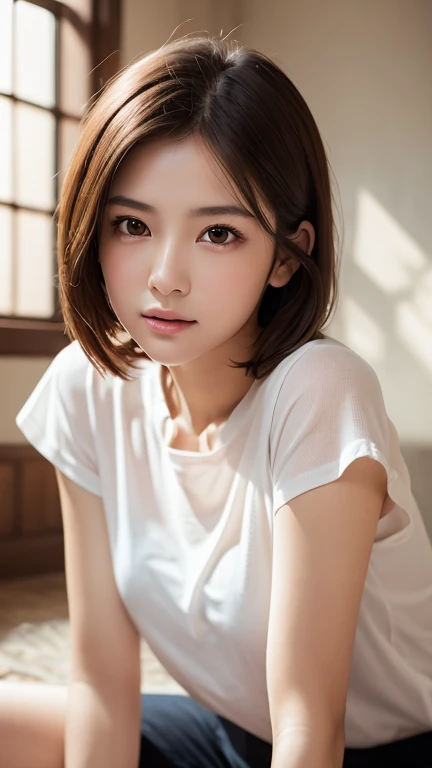 {{surrealistic}}Natural lighting、{Sexy Witch Cosplay}(Witch Halloween Costume)
(intricate-detail、Sharp Focus、proffesional、Photorealsitic、top-quality、Live action、8K、
(({realisitic、Real Human})portlate、photorealisim、)、
(a beauty girl、Japanese high school girl、18year old、1 girl in、独奏、(Excellent style、(de pele branca、A slender 、udder of medium size,:3.2、))、
ulzzang -6500-v1.1,
(hyperdetailed face、(very detailed lips、round and detailed eyes、二重まぶた、Moist eyes、Delicate eyebrows、))、
(hairstyle on、(bob cuts、A dark-haired、smooth hair、shinny hair、bobhair、))、
(Female atmosphere、(Unclear、Attractive woman、healthy、charmed、glamor、Shyness、glad、kawaii、waking up、Good aroma、))、
(garments、lo fashion、((dressing gown、Cute clothes、Unclear、kawaii、Stylish、))(becomes、Silk、healthy、ren、))、
(a room、(Bedroom of a woman living alone、Real life、Stylish room、morning、Morning sun shining、On the bed in the morning sun、))、
(room interior、(White sheets、Mint Green Curtain、Fashionable accessories、Pink Items、))、
Background blur、
(the pose、(Sleeping in bed、(laying on back、glamor、seductiv、Provocation、relax、thighs thighs thighs thighs、))、
Nikon Z 85mm、(Raw foto:1.2)、