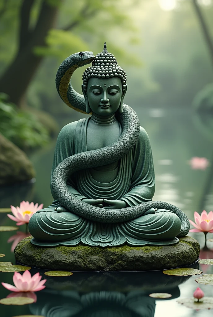 Buddha sleep on snakes