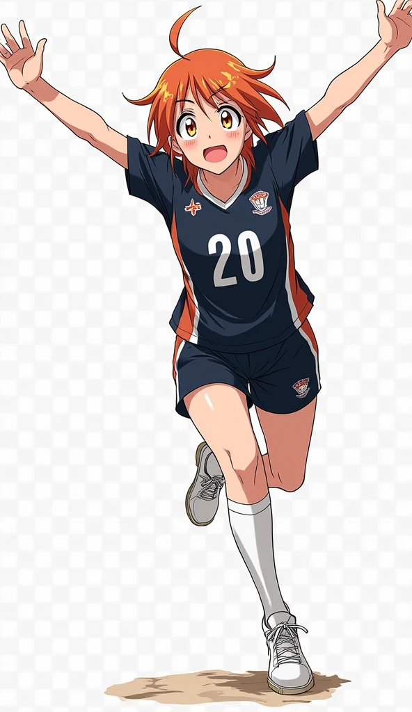 Shoyo Hinata hypnotized with just one shoe, showing her feet in white socks.