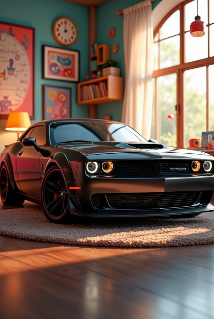 A dodge challenger in a child&#39;s room