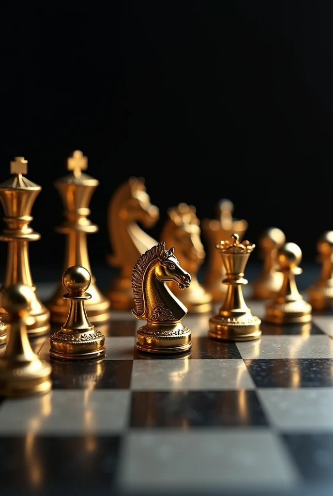 Ultra-resilient image of chess with gold and silver pieces