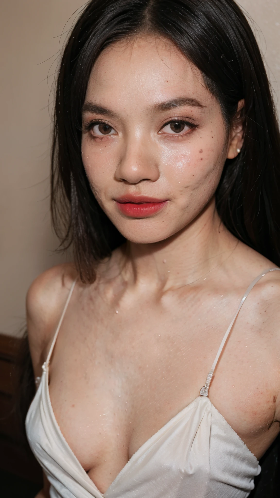 (((CUTE MALAY GIRL))), masterpiece, High quality, UHD 32K, Realistic face, Realistic skin human feeling , A Japanese Lady, , ((layered hair with pony)), Very cute and baby-like face, (MATRIX WORLD), ((SADNESS)), (((WHITE))), (((CUTE GIRL))), ((NUDE, NAKED , VAGINA)) SATIN FLORAL PATTERN, straddle in bed, perfect fullbody, Red Lips, earing, ((REALISTIC SKIN HUMAN)), (( RED LIPS DETAILED)), ((REALISTIC HUMAN SKIN DETAILED)),