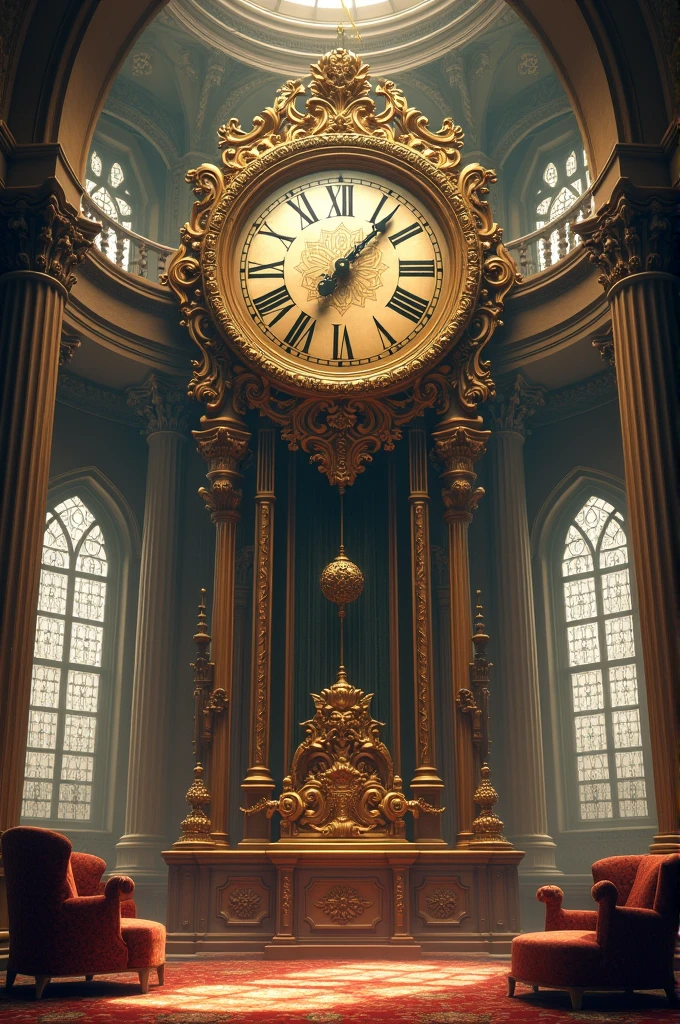 A huge clock inside a room