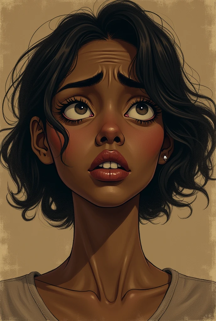 Osha Aniseya from The Acolyte tv show played by Amandla Stenberg, brown hair, highly detailed face, intense eyes, intricated details, 4k, masterpiece, ((nude)), plain white background