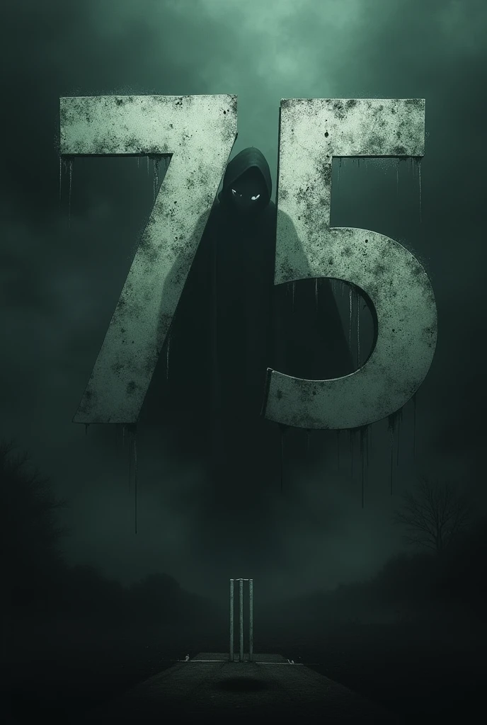 Please make a dark picture Facebook profile with the number 75 with something like cricket more picture 