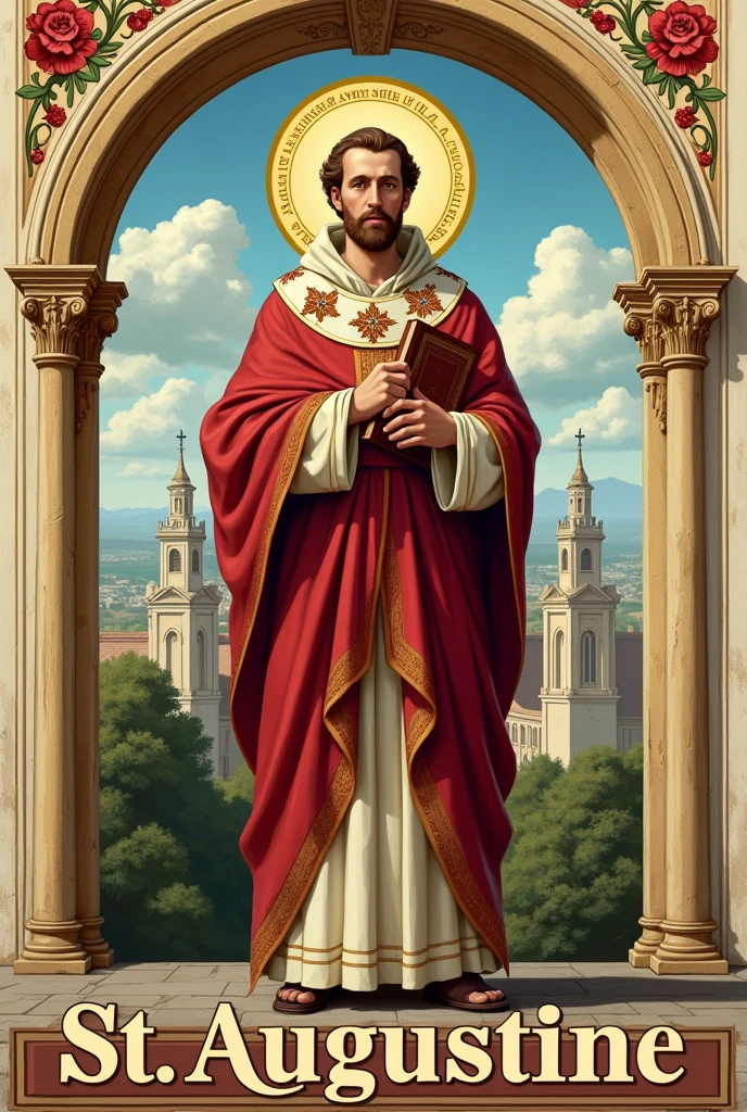 Slogan with Feast Day of St. Augustine Patron Saint of the City written