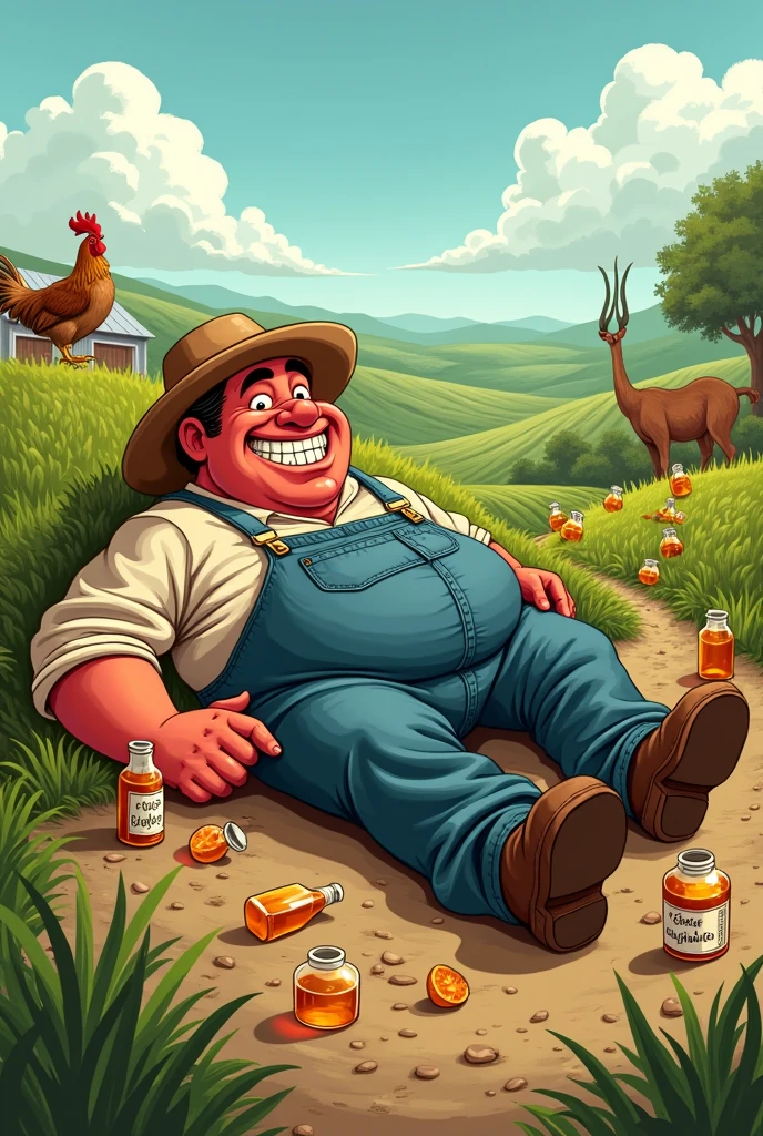 Super drunk farmer lying on the ground cute animated