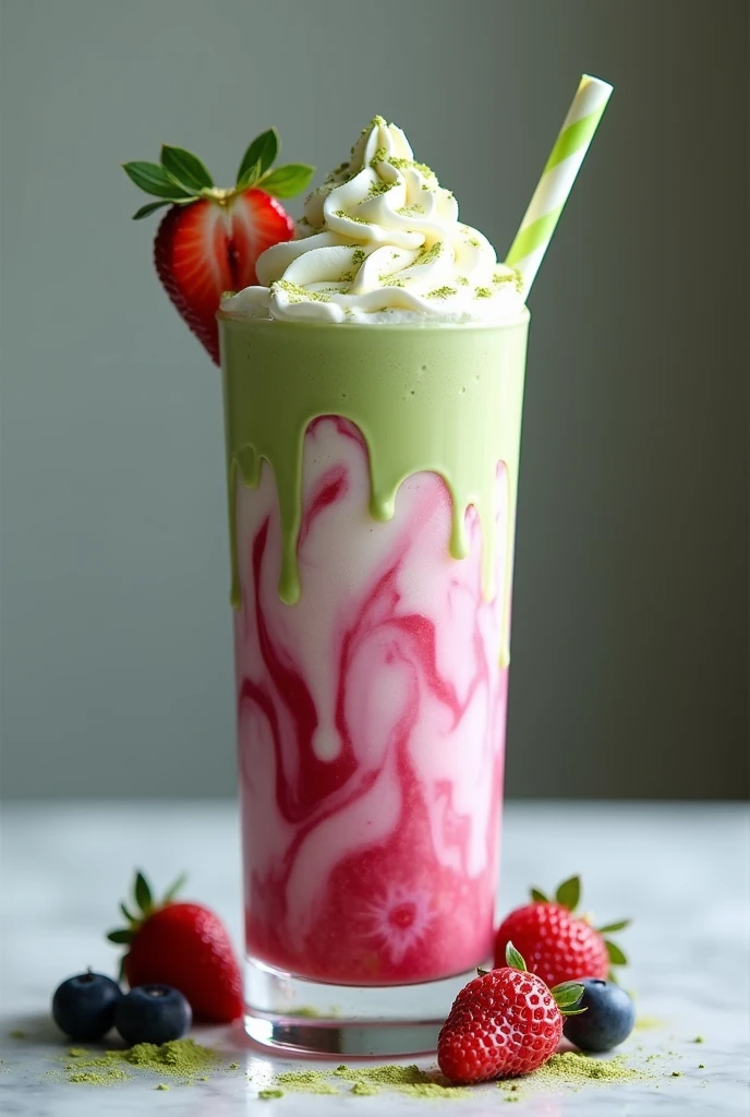 milkshake with splashes mixberry matcha