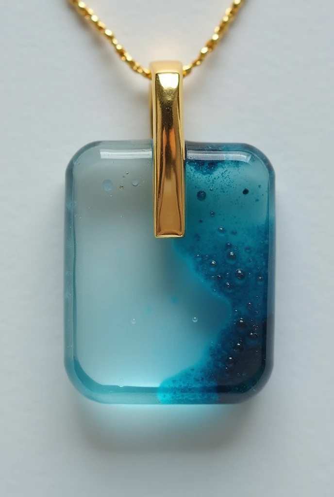 Translucent Blue dye Resin and gold combination jwellery same minimalist pendent with less resin