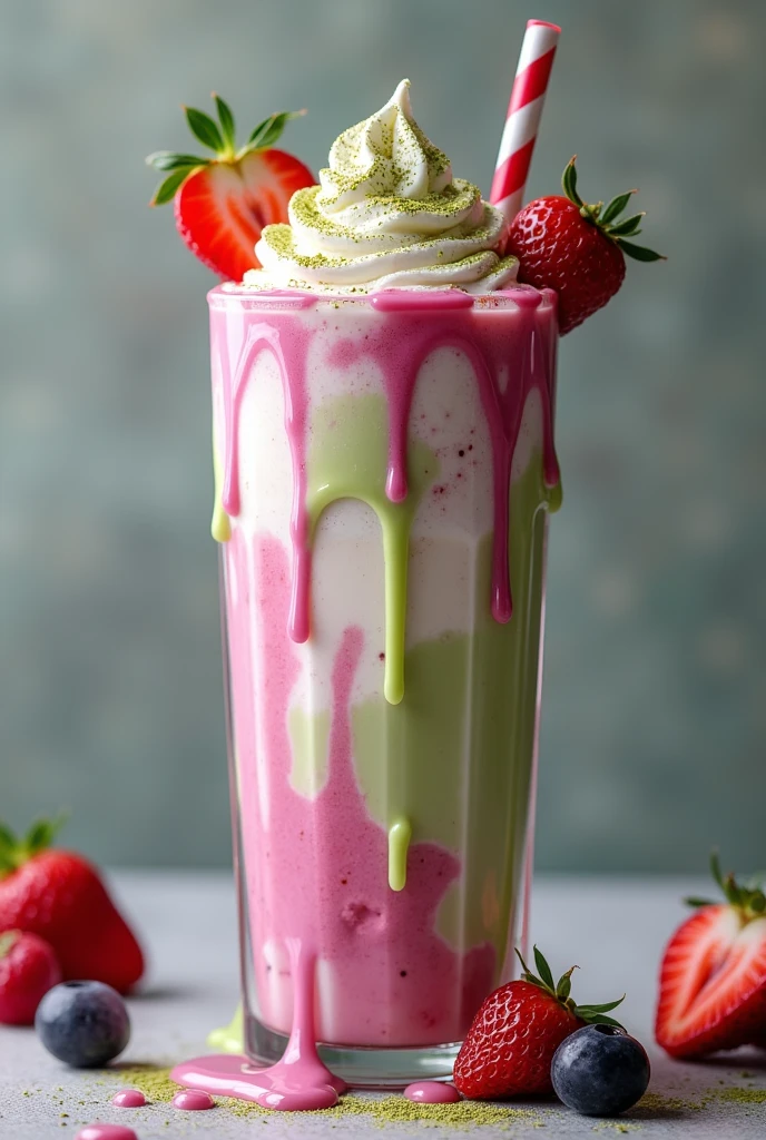 milkshake with splashes mixberry matcha