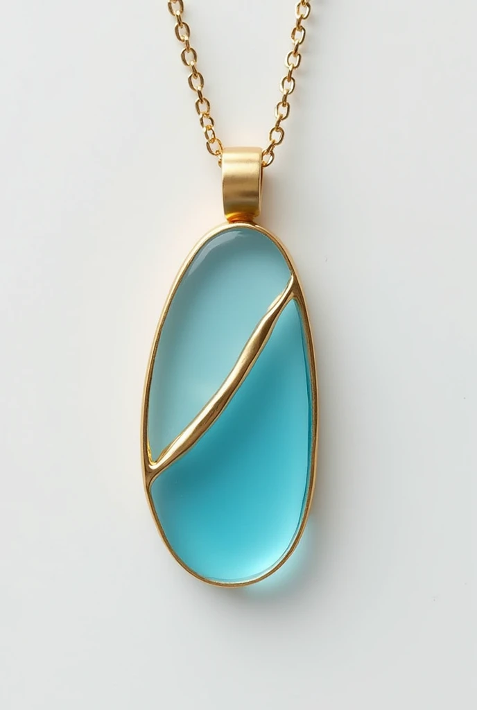 Translucent Blue dye Resin and gold combination jwellery same minimalist pendent with less resin usage