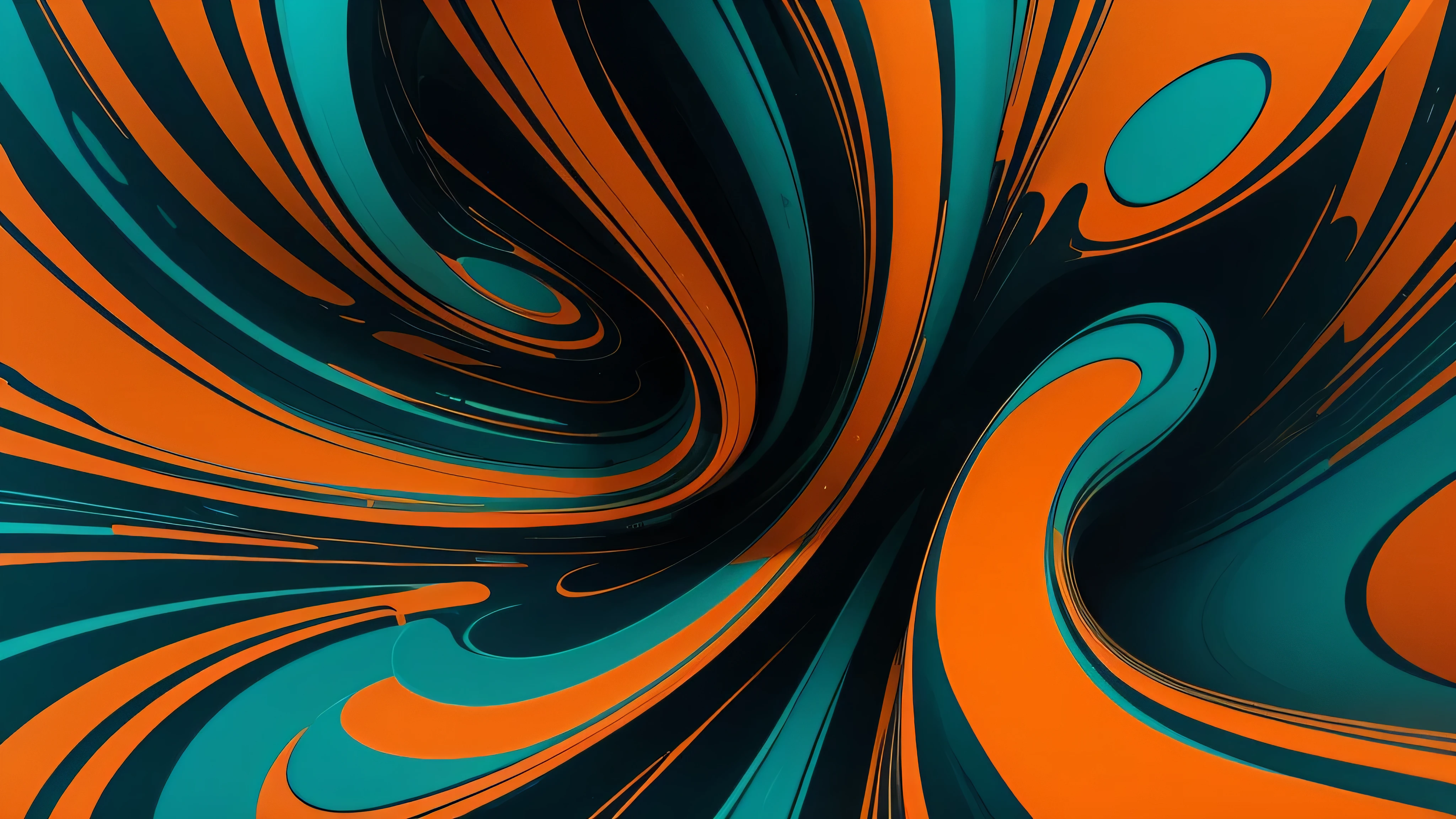 Abstract background with smooth, flowing shapes in the colors of orange and teal