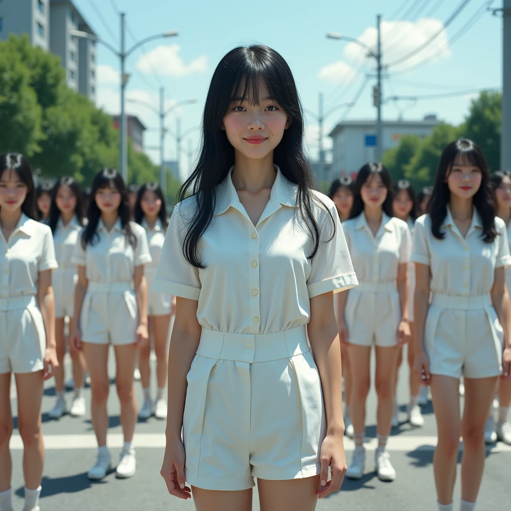 (((((Japanese Clone-girls=Myself))))), (((Super Best masterpiece Clone-girls Raw Photography Art))), (((16K, Highest quality, Ultra-high resolution, RAW Photos))), (((It's so unrealistic., With unparalleled depiction, With an unfathomable sight, An unprecedented and shocking worldview, Clone-girls: In a world of mass reproduction, Ultra-realistic))), (((Japanese Girls, Yokoyama-Yui, 18yo, Small face, Thick black hair, long hair, Dark Eyes, Mature face, Cute Smile, Smiling face, A gentle gaze, (((Very pleasant look)))))), (((Very beautiful detailed girls, Accurate body structure, Accurate body movements, Very detailed body, (((Super big breasts, Large bulge of ample breasts)))))), (((high school girl, White shirt, Short skirt, hour々I can see your pants, Cleavage Emphasis, Emphasise the fullness of your breasts))), ((((((((Very detailed, Myself cloning, Depiction of splitting oneself, 1Myself girl→1,000,000,000,000,000,000,000,000,000,000Myself cloning girls)))))))), (((((((Myself clone-girlsから, Myself keeps multiplying, (Very detailed and intricate, To the exact, Flawless, (((In the same female body,With the same face, With the same hairstyle, In the same clothes, At the same height, 同じSuper big breastsである))), In a detailed depiction), 1,000,000,000,000,000,000,000,000,000,000 people))))))), (((((Myself girls only))))), (((((1,000,000,000,000,000,000,000,000,000,000Myself girls))))), Waiting for the traffic light at a crossroads