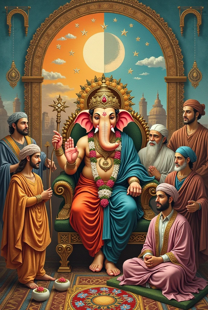 Collage of Hindu muslim religious symbolic figures