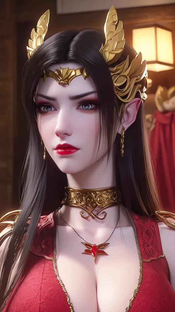 1 girl, ((8k, RAW photo, best quality, masterpiece:1.2)) Big: 1.3, pretty face, looking at viewer, thick thight, red lips, Ultra realistic, extreamly detailed, Very detailed body, Huge Breast, huge , detailed face, Hyper realistic, Beautiful Face, Beautiful Detail Eyes, Beautiful Skin, Attractive, Ultra High Resolution, High Definition, Detailed Face, best quality, extremely detailed, pink areola, necklace, earing, solo, dynamic lighting, cowboy shot, naughty face, Super fine face and eyes,long hair, big boob,Expose cleavage, Expose Boobs, lightning, hyper-realistic graphics, most realistic graphics, 1 girl, alone, solo, Extremely sharp, surreal image, sharp eye makeup, meticulous makeup eyelashes, pretty red lips, pursed lips, full body shot, inside the room, NSFW, Naked.