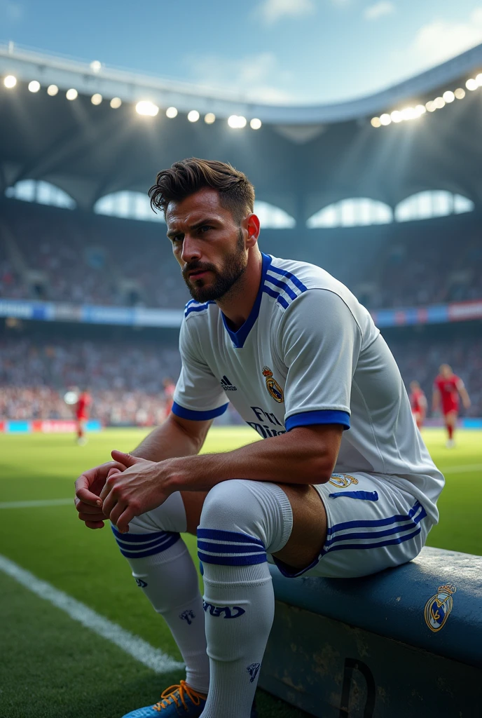 Image montrant un joueur de football de Real Madrid sur le banc de touche énervé.