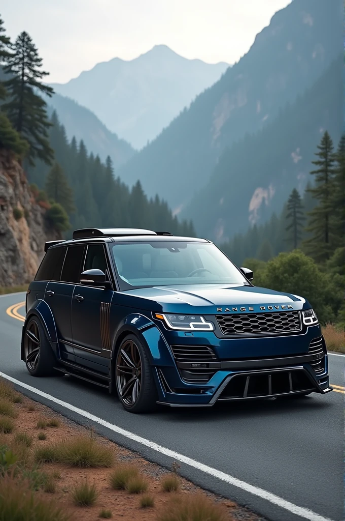 Range rover classic 2 door with a libertywalk wide body kit in dark blue