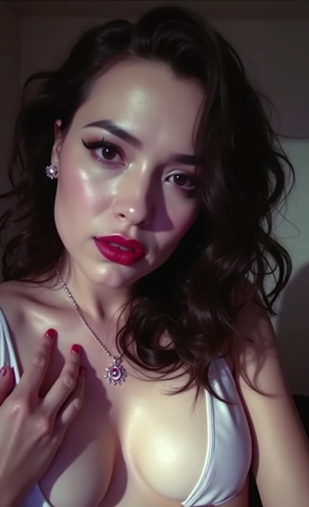 Video moving seductively with hands on chest
