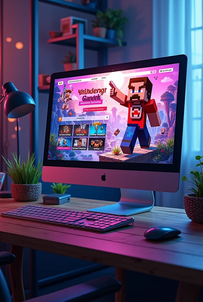 Make a image where there is a youtube chanel in pc which have 1m subscribe chanel named airfygamer airfy gamer is chaner name which is minecraft gamer
