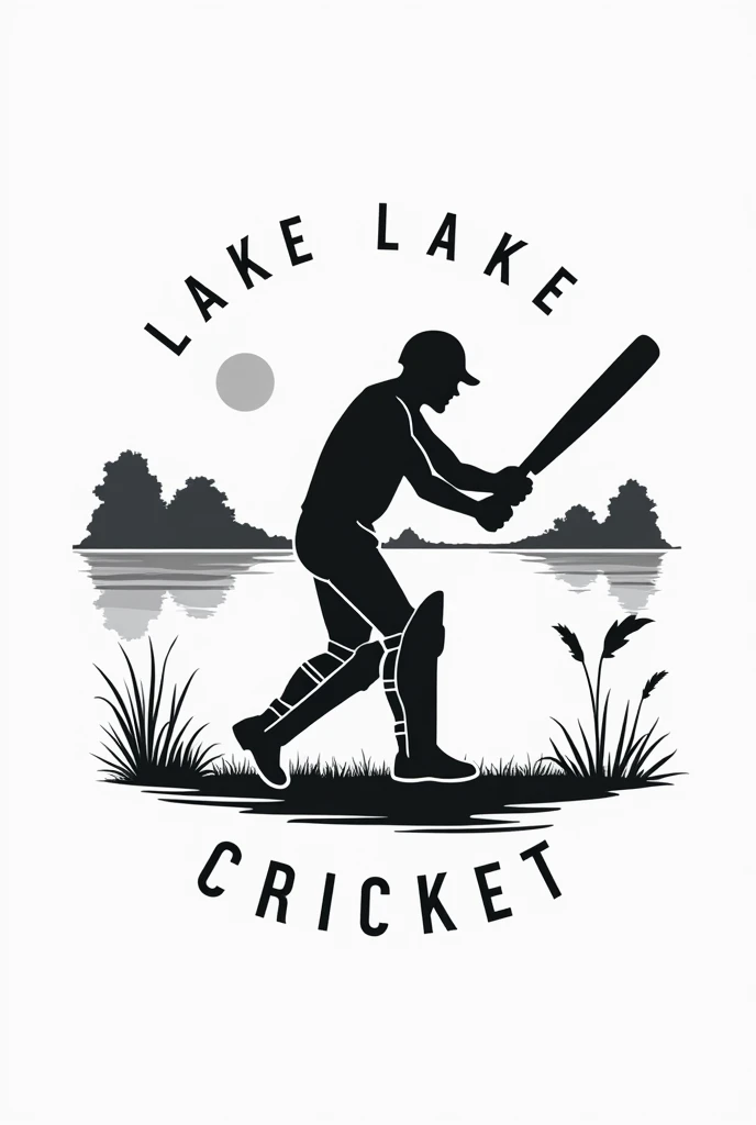 A logo which describes lake cricket,add the word " lake cricket" in different styles and colours,then add a cover drive Pose above and behind the word and the word should be smaller than the cover drive pose