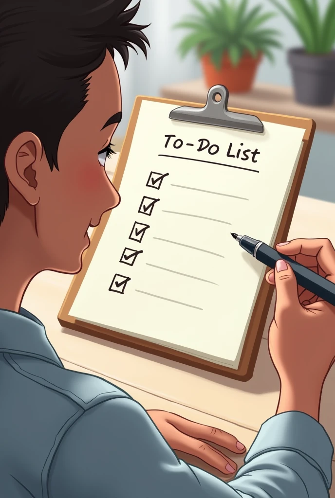 Person crossing off completed tasks on a list with a marker or pen.