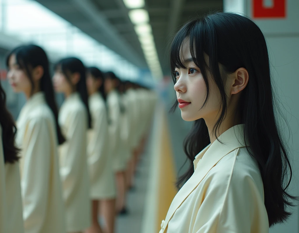 (((((Japanese Clone-girls=Myself))))), (((Super Best masterpiece Clone-girls Raw Photography Art))), (((16K, Highest quality, Ultra-high resolution, RAW Photos))), (((It's so unrealistic., With unparalleled depiction, With an unfathomable sight, An unprecedented and shocking worldview, Clone-girls: In a world of mass reproduction, Ultra-realistic))), (((Japanese Girls, Yokoyama-Yui, 18yo, Small face, Thick black hair, long hair, Dark Eyes, Mature face, Cute Smile, Smiling face, A gentle gaze, (((Very pleasant look)))))), (((Very beautiful detailed girls, Accurate body structure, Accurate body movements, Very detailed body, (((Super big breasts, Large bulge of ample breasts)))))), (((high school girl, White shirt, Short skirt, hour々I can see your pants, Cleavage Emphasis, Emphasise the fullness of your breasts))), ((((((((Very detailed, Myself cloning, Depiction of splitting oneself, 1Myself girl→1,000,000,000,000,000,000,000,000,000,000Myself cloning girls)))))))), (((((((Myself clone-girlsから, Myself keeps multiplying, (Very detailed and intricate, To the exact, Flawless, (((In the same female body,With the same face, With the same hairstyle, In the same clothes, At the same height, 同じSuper big breastsである))), In a detailed depiction), 1,000,000,000,000,000,000,000,000,000,000 people))))))), (((((Myself girls only))))), (((((1,000,000,000,000,000,000,000,000,000,000Myself girls))))), Waiting for the train on the station platform, View from the opposite platform, The wind is blowing, A scene of people lined up side by side
