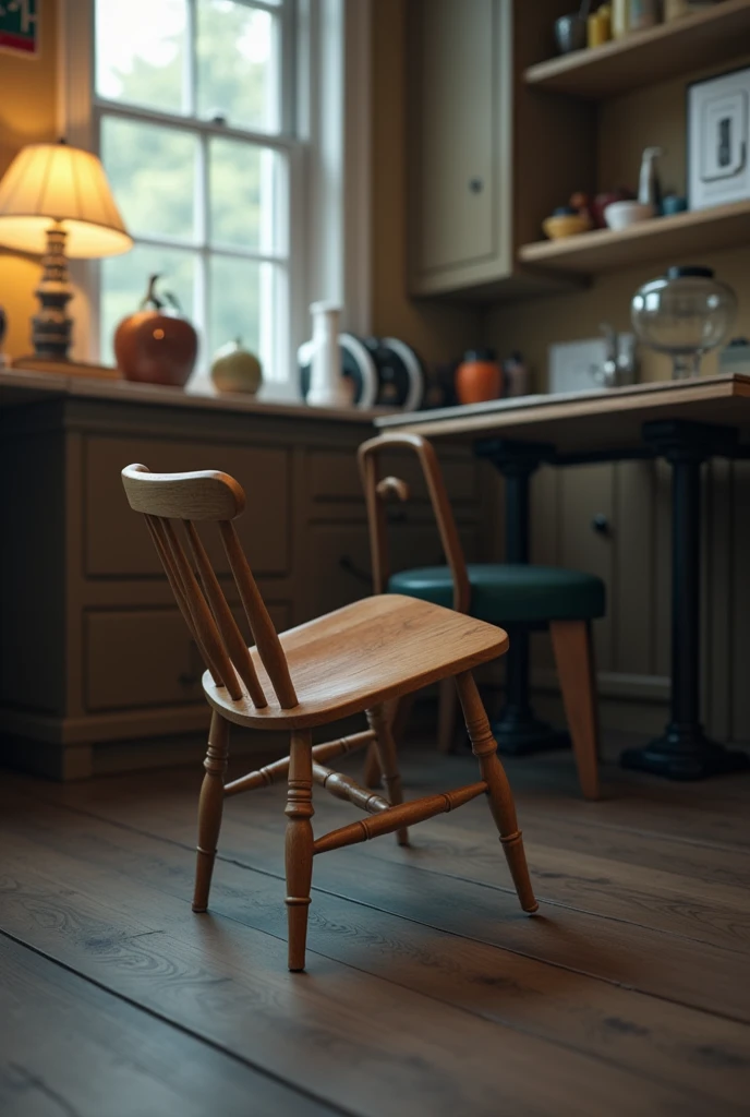 Chair turned over near a table