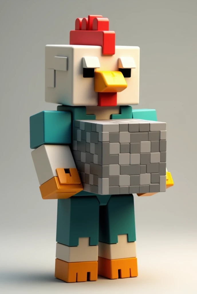 MINECRAFT CHICKEN HEAD PLAYER HOLDing COBBLESTONE