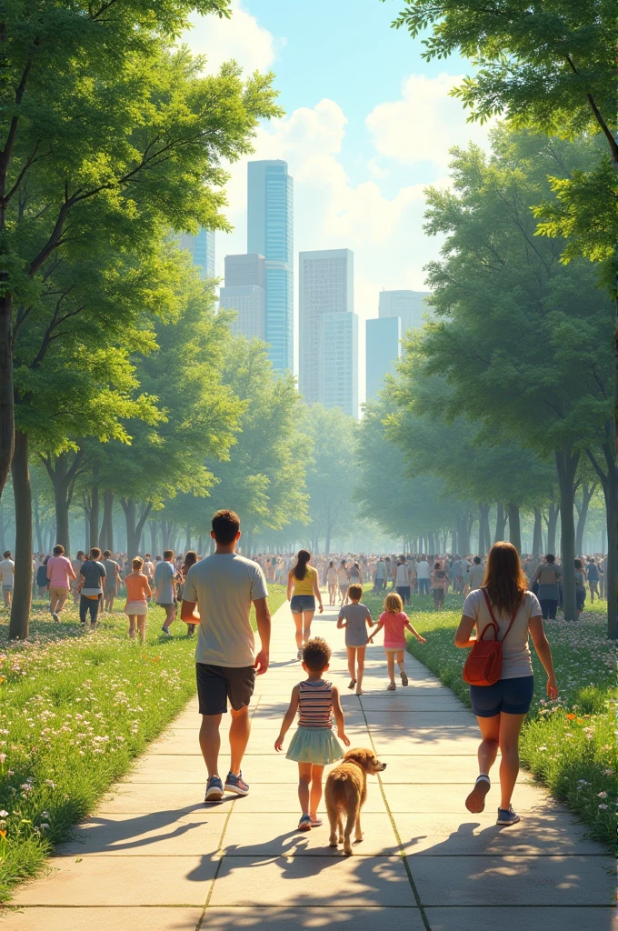 people doing activities in the morning in the city park