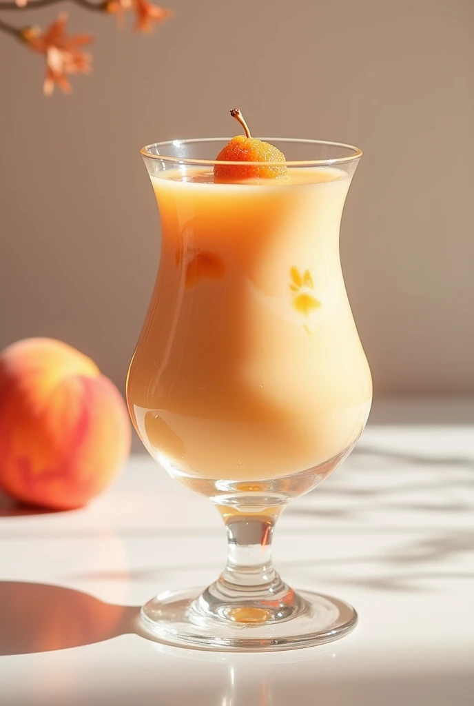 A transparent glass of peach carlotta