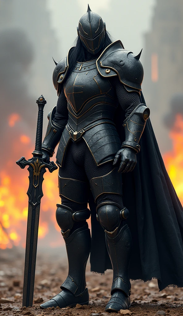 On a grand battlefield where chivalry meets modern power, the fusion of Knights of the Round and Vortex takes shape. This imposing figure merges the heavy, ornate armor and noble presence of the Round Table knights with the sleek, dark aesthetic of Vortex. The character sports the robust, intricately designed armor of a knight, but with Vortex’s signature black leather suit and futuristic details integrated into the design. His armor is adorned with high-tech elements and dark energy patterns, while his long black hair flows freely from beneath a knight’s helm. He wields a massive, high-tech sword that blends the traditional strength of a knight’s weapon with advanced, cutting-edge technology. The background is a dramatic, medieval battlefield fused with futuristic elements, where the clash of ancient valor and modern prowess creates a stunning visual contrast. His expression is a fierce blend of nobility and determination, embodying both the honor of the Round Table and the power of Vortex.







