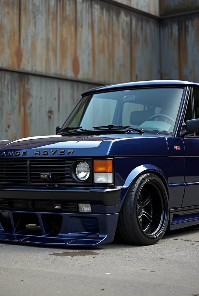 Range rover 1980 2 door with a libertywalk wide body kit slammed dark blue