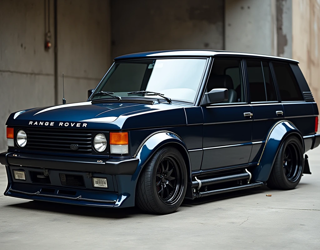 Range rover 1980 2 door with a libertywalk wide body kit slammed dark blue