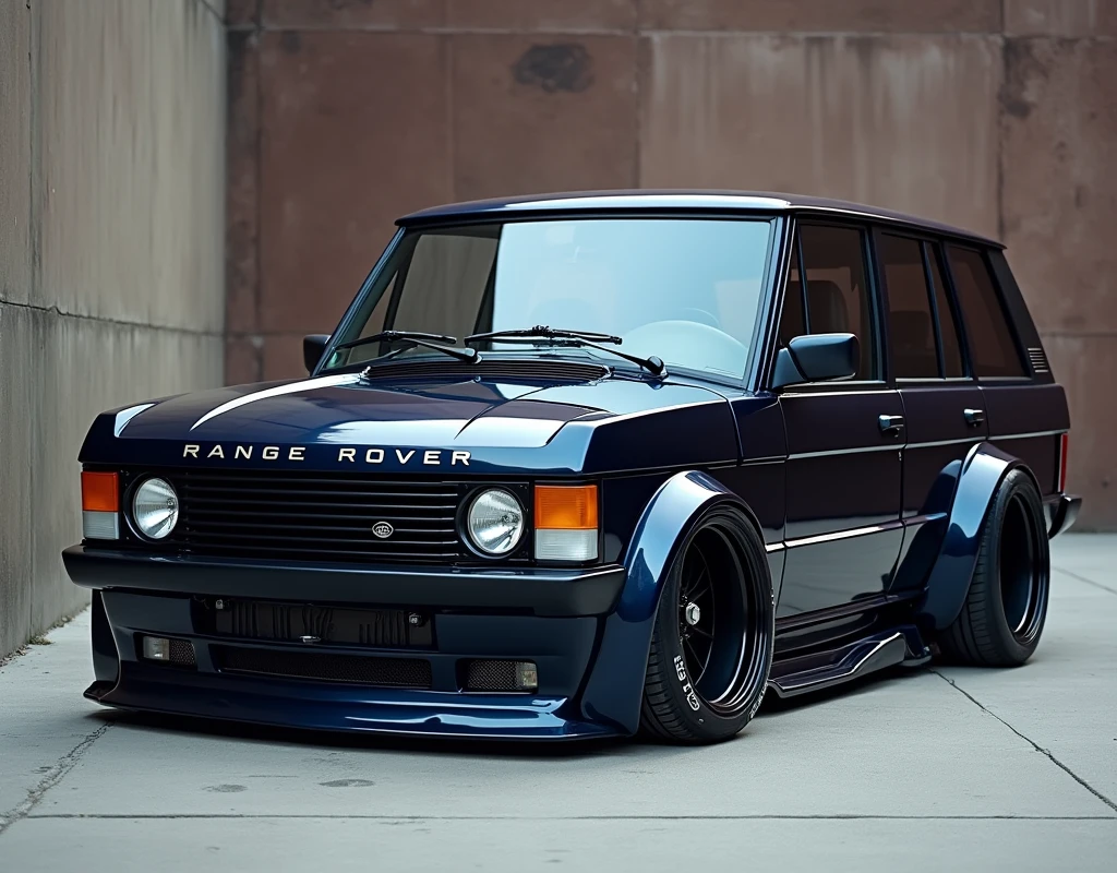 Range rover 1980 2 door with a libertywalk wide body kit slammed dark blue