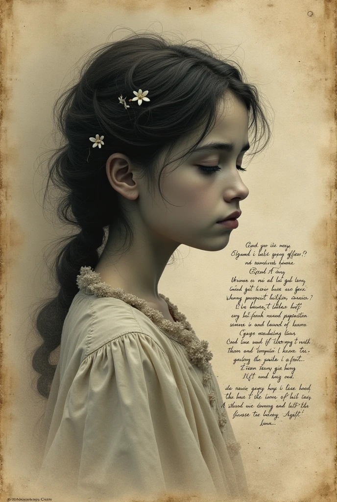 Suffering of the Young Words by Johann Wolfgang von Goethe written poem paper retro look