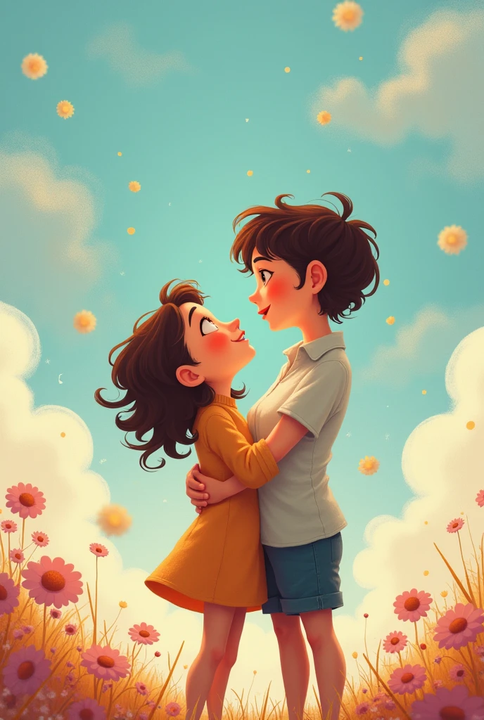 Draw me ( я high, with what eyes, Brown hair, high, I&#39;m moving to 8th grade) and you too, standing next to me, and we hug. You are taller than me