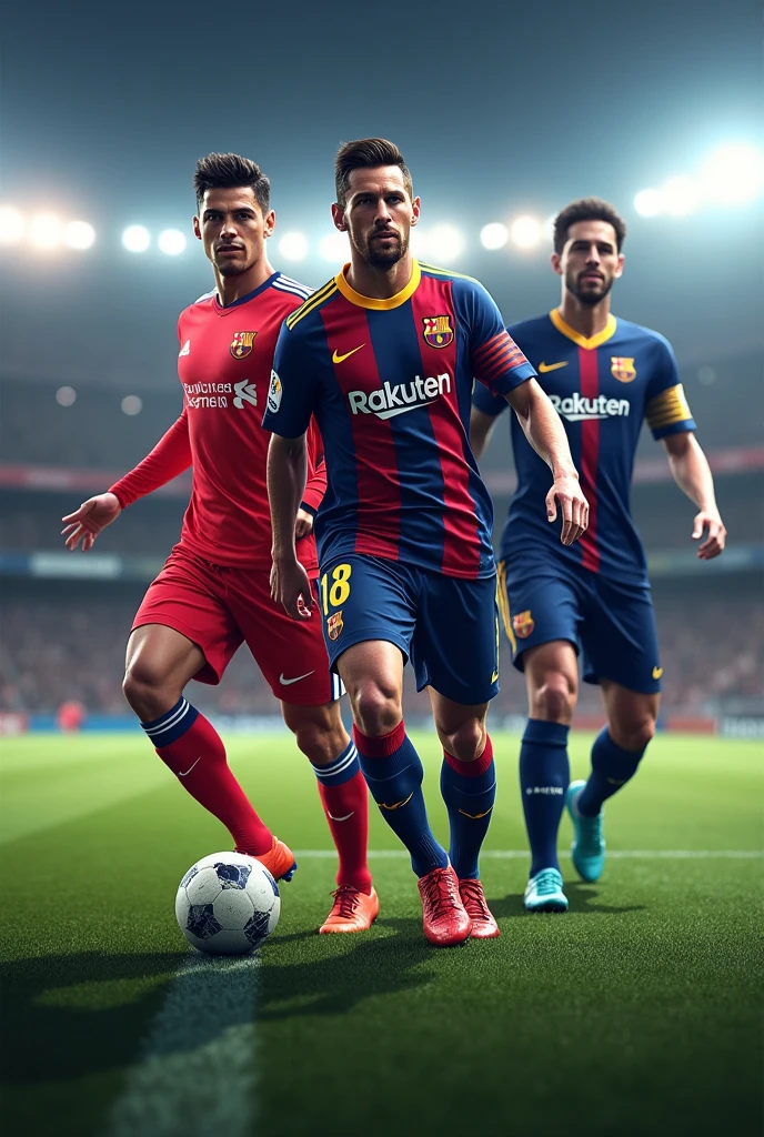 A decent wallpaper with CRISTIANO RONALDO AND Messi Neymar Eden Hazard realistic version